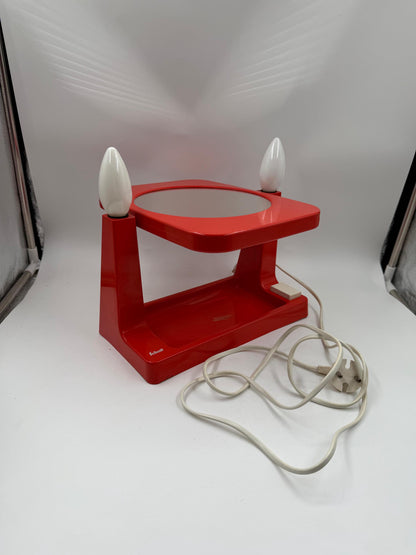 Vintage Space Age Kosmetikspiegel beleuchtet, Rot, 1970er