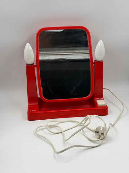 Vintage Space Age Kosmetikspiegel beleuchtet, Rot, 1970er