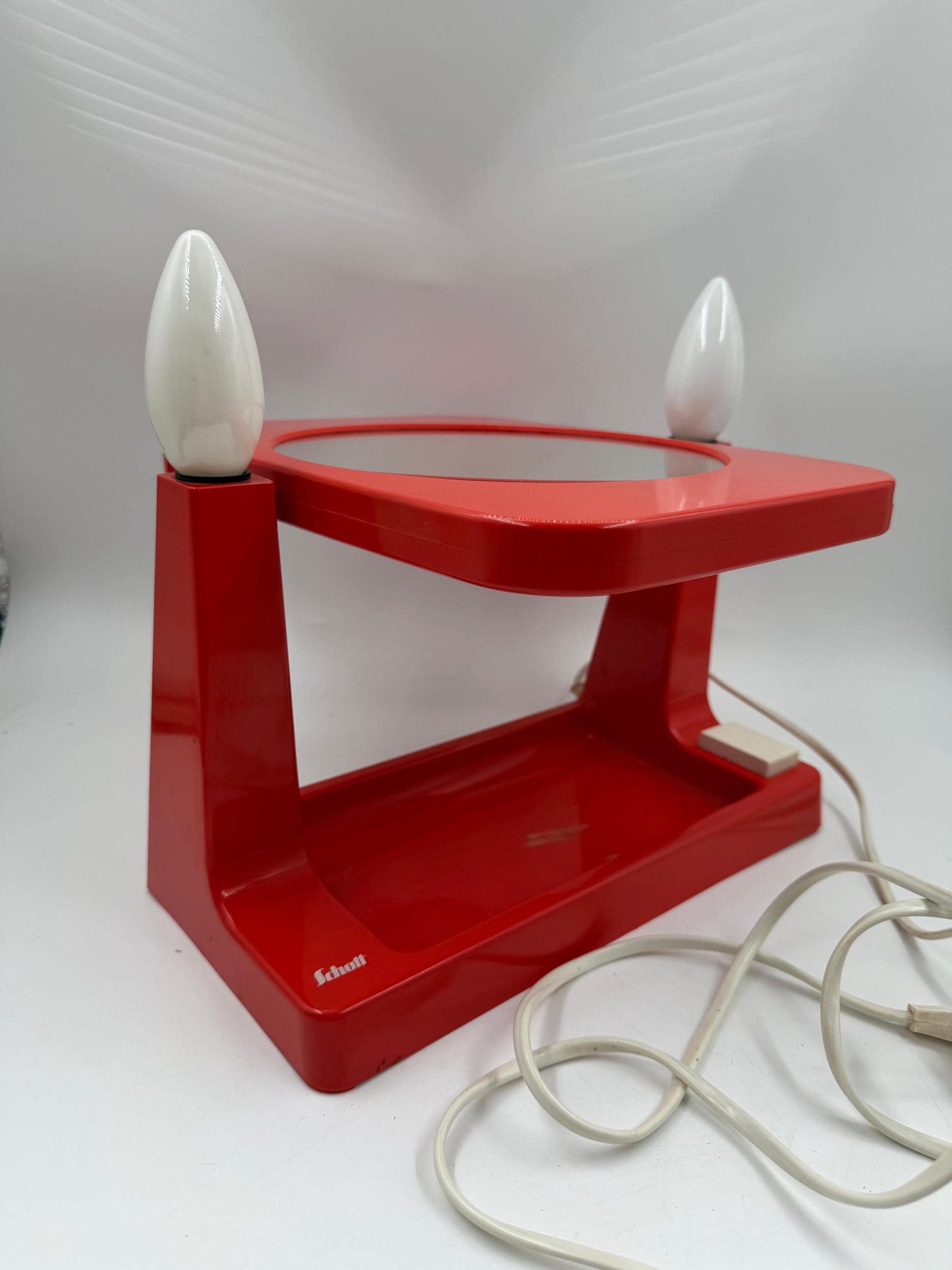Vintage Space Age Kosmetikspiegel beleuchtet, Rot, 1970er