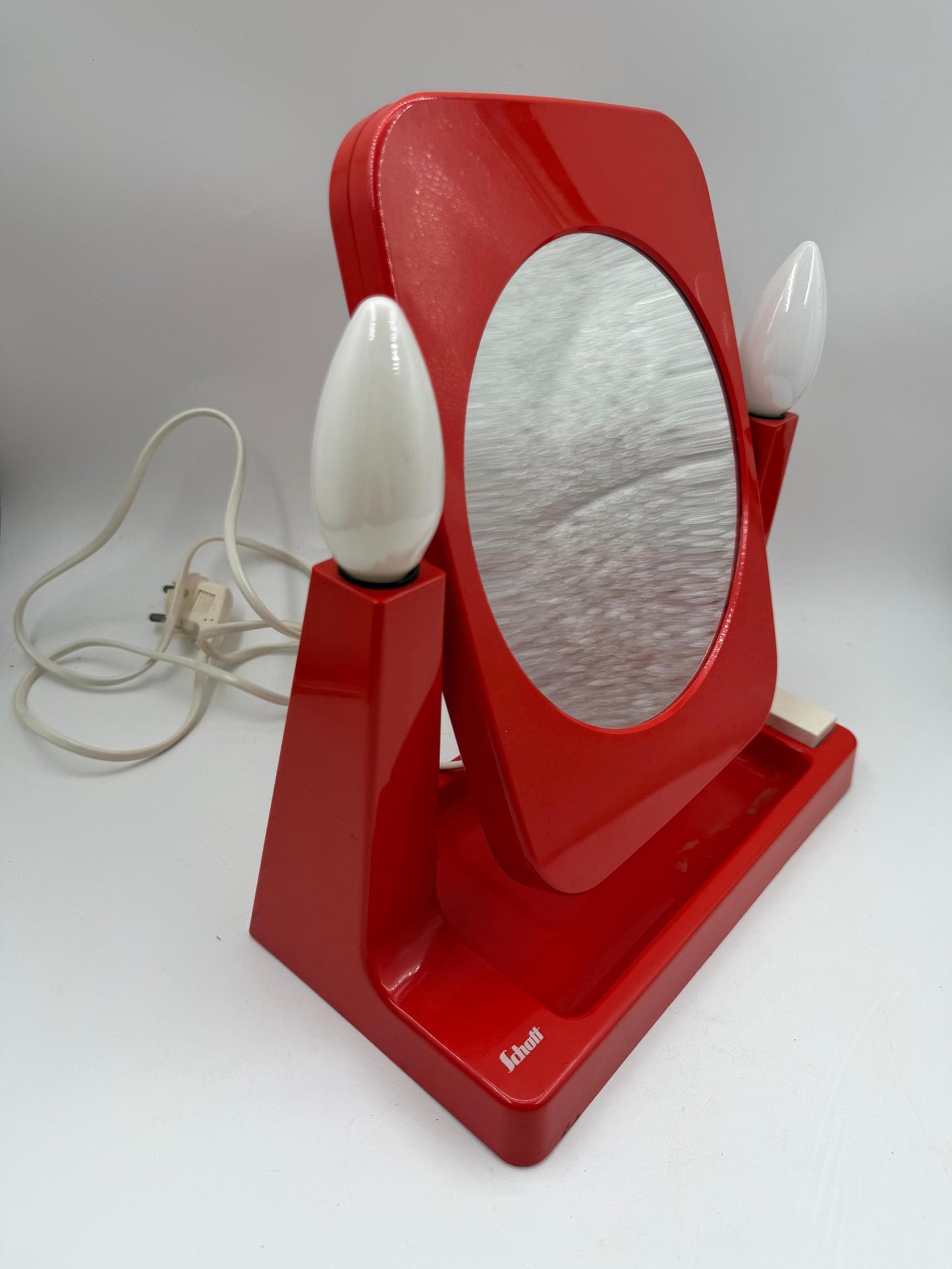 Vintage Space Age Kosmetikspiegel beleuchtet, Rot, 1970er