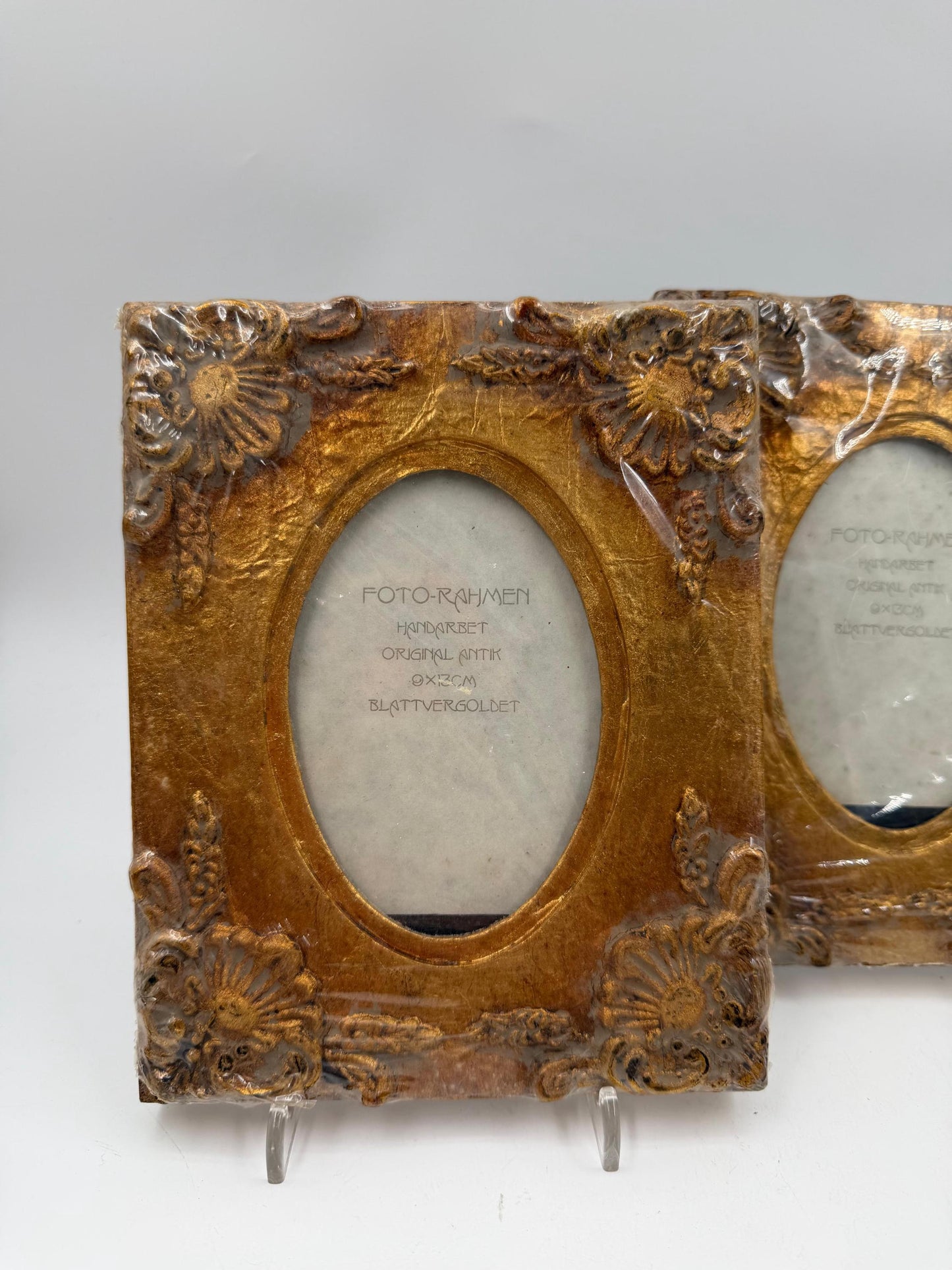 Set von 2 Vintage Bilderrahmen mit Blattgold