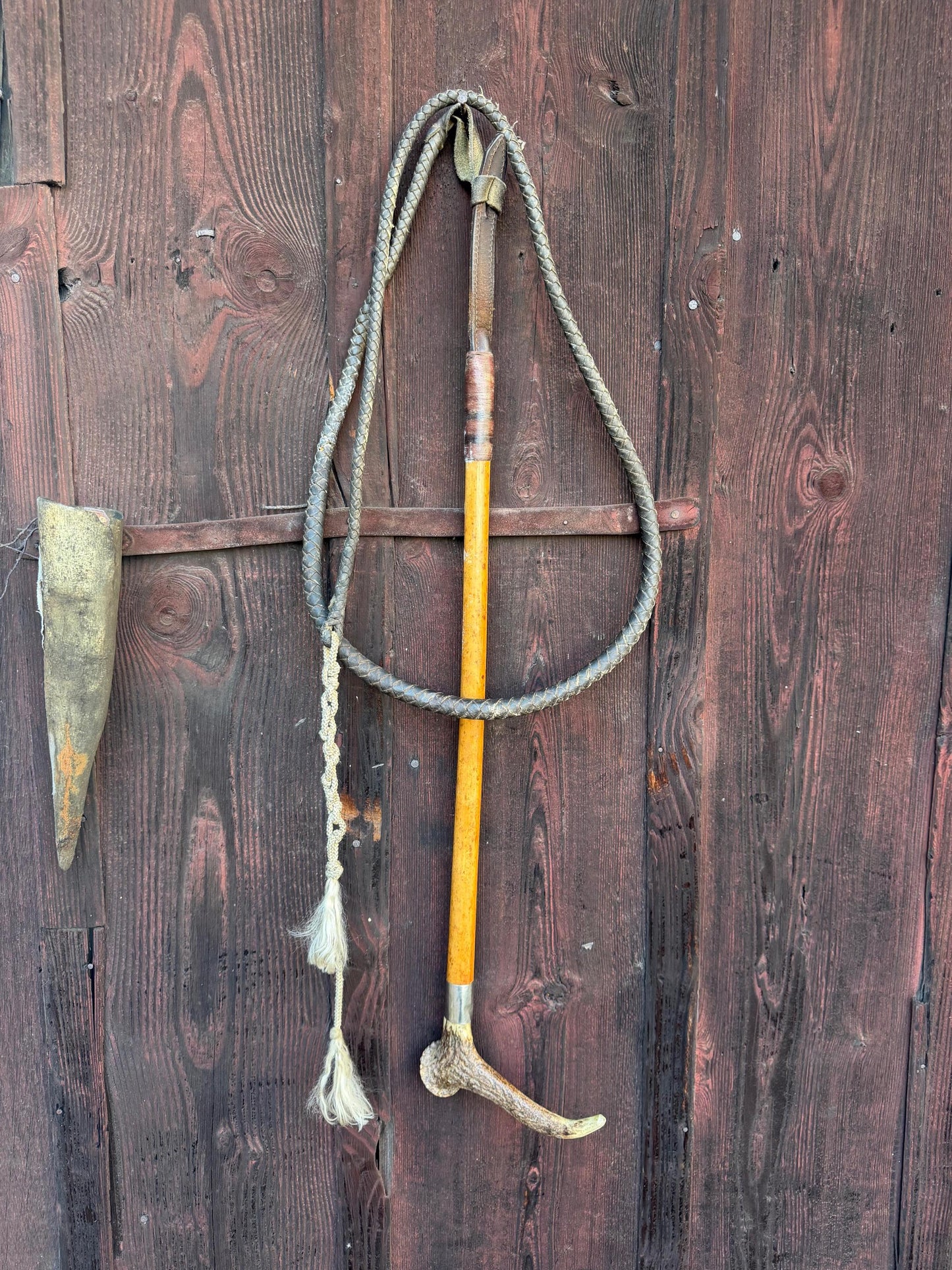 Vintage Jagdreitgerte mit Horngriff Hundekopf-Pfeife, Viktorianisch