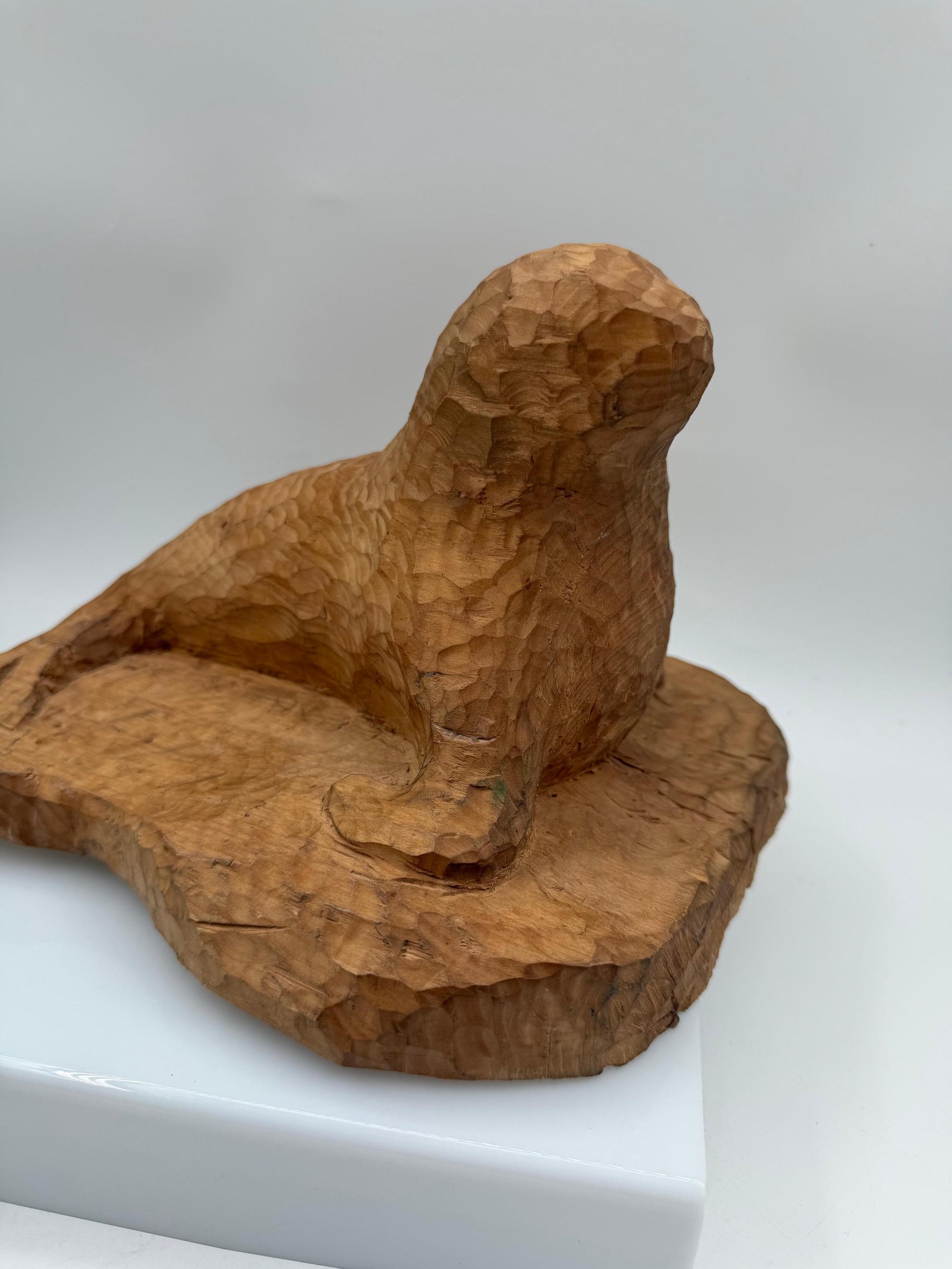 Vintage Holzskulptur Robbe, Schwarzwald Volkskunst