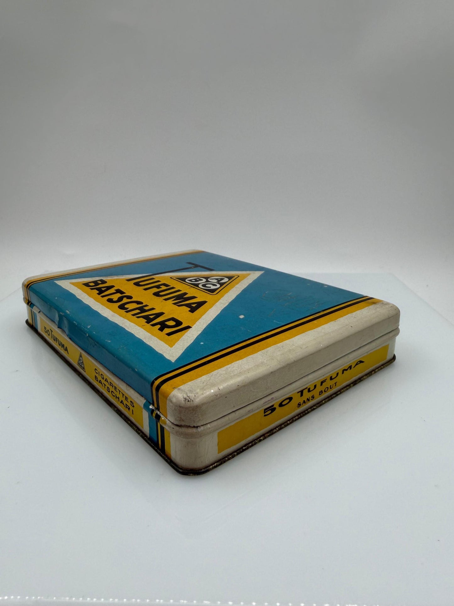 Vintage Blechdose Tufuma von Batschari, Art Deco