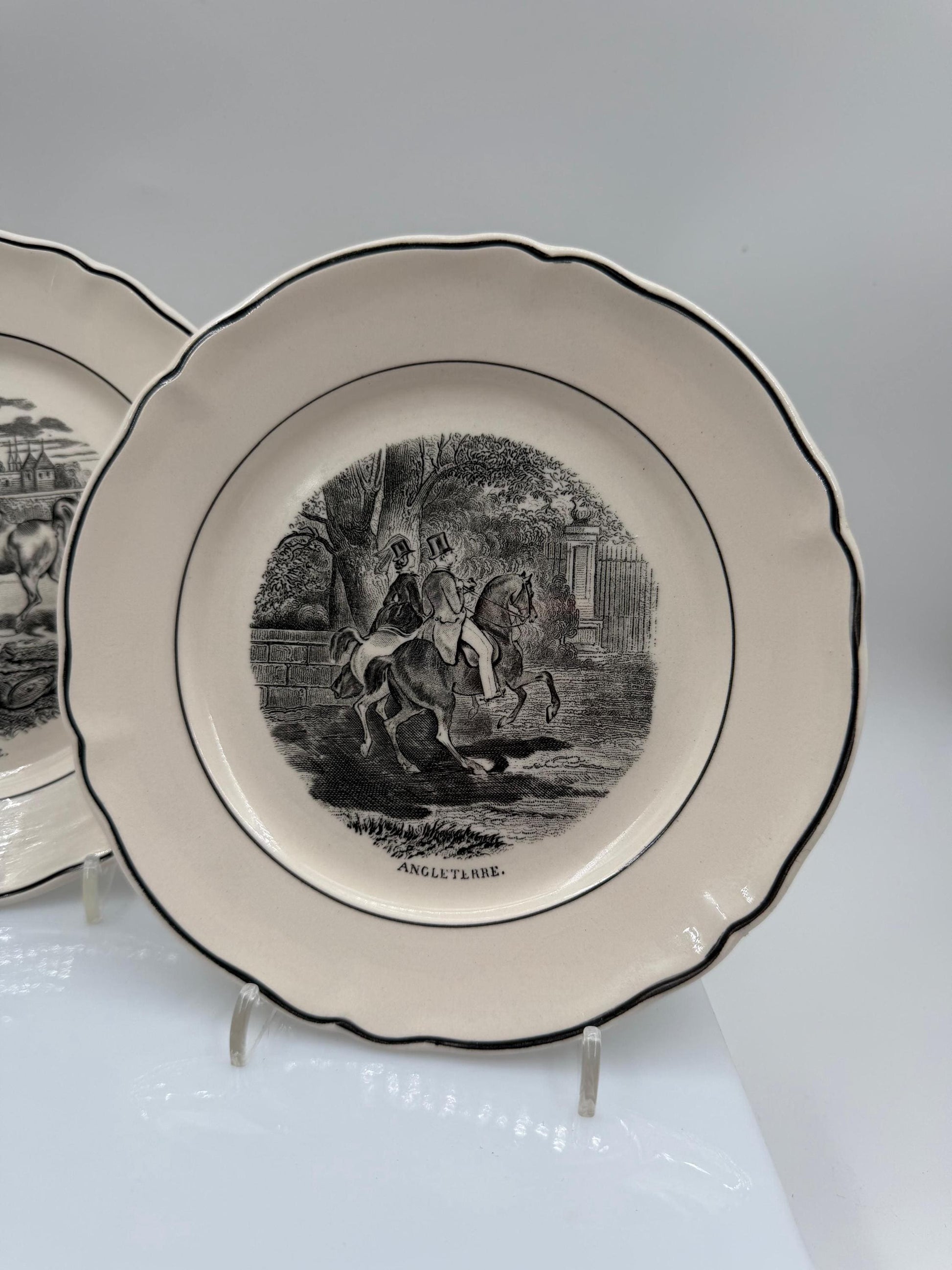 Set von 2 Vintage Sammelteller von Villeroy und Boch mit Pferdemotiv