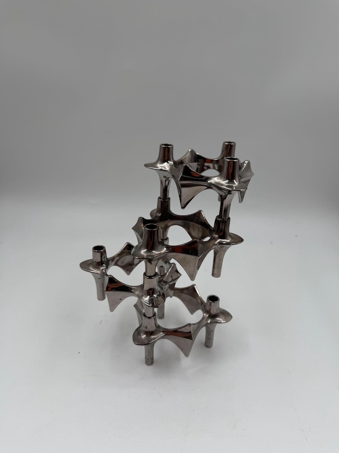 Set von 4 Vintage Kerzenhalter von Ceasar Stoffi und Fritz Nagel für BMF, Chromstahl