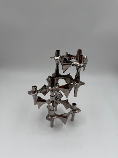 Set von 4 Vintage Kerzenhalter von Ceasar Stoffi und Fritz Nagel für BMF, Chromstahl