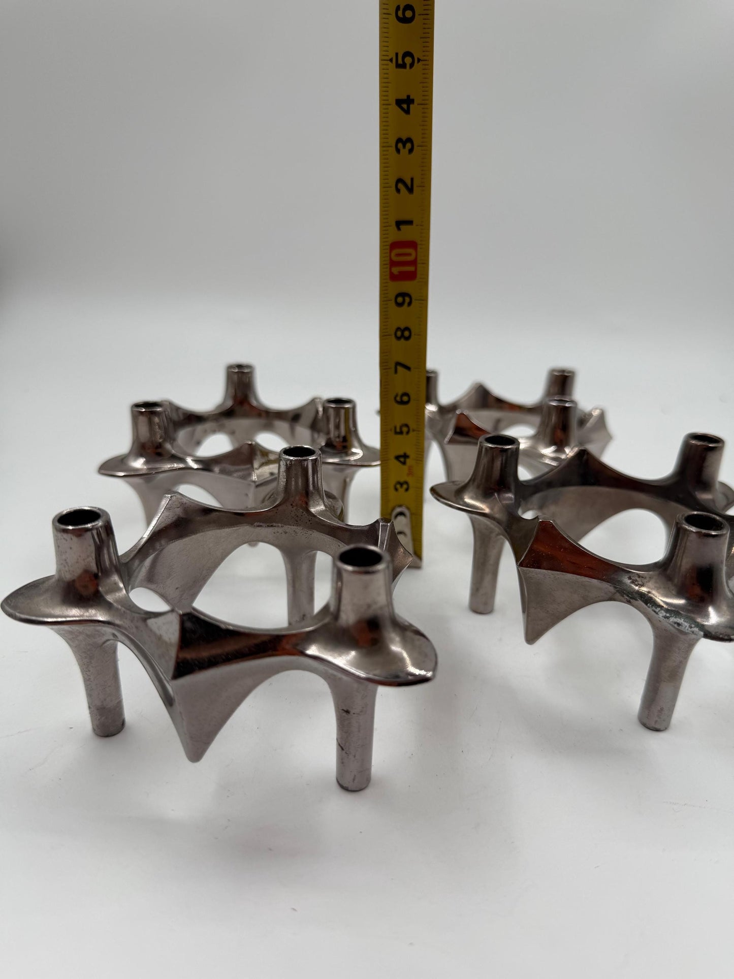 Set von 4 Vintage Kerzenhalter von Ceasar Stoffi und Fritz Nagel für BMF, Chromstahl