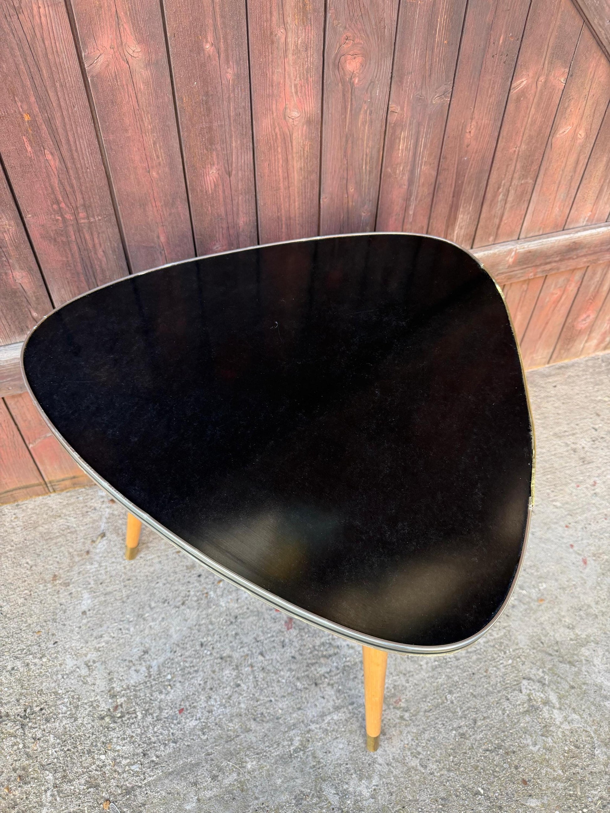 Vintage Beistelltisch "Nierentisch" Schwarz Formica, Mid-Century Modern