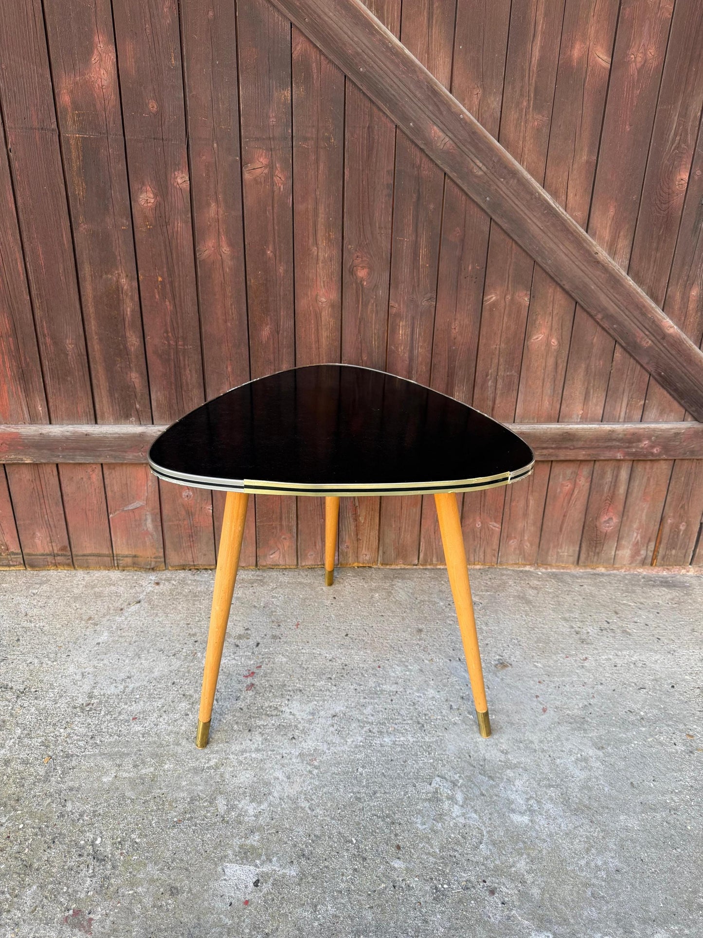 Vintage Beistelltisch "Nierentisch" Schwarz Formica, Mid-Century Modern