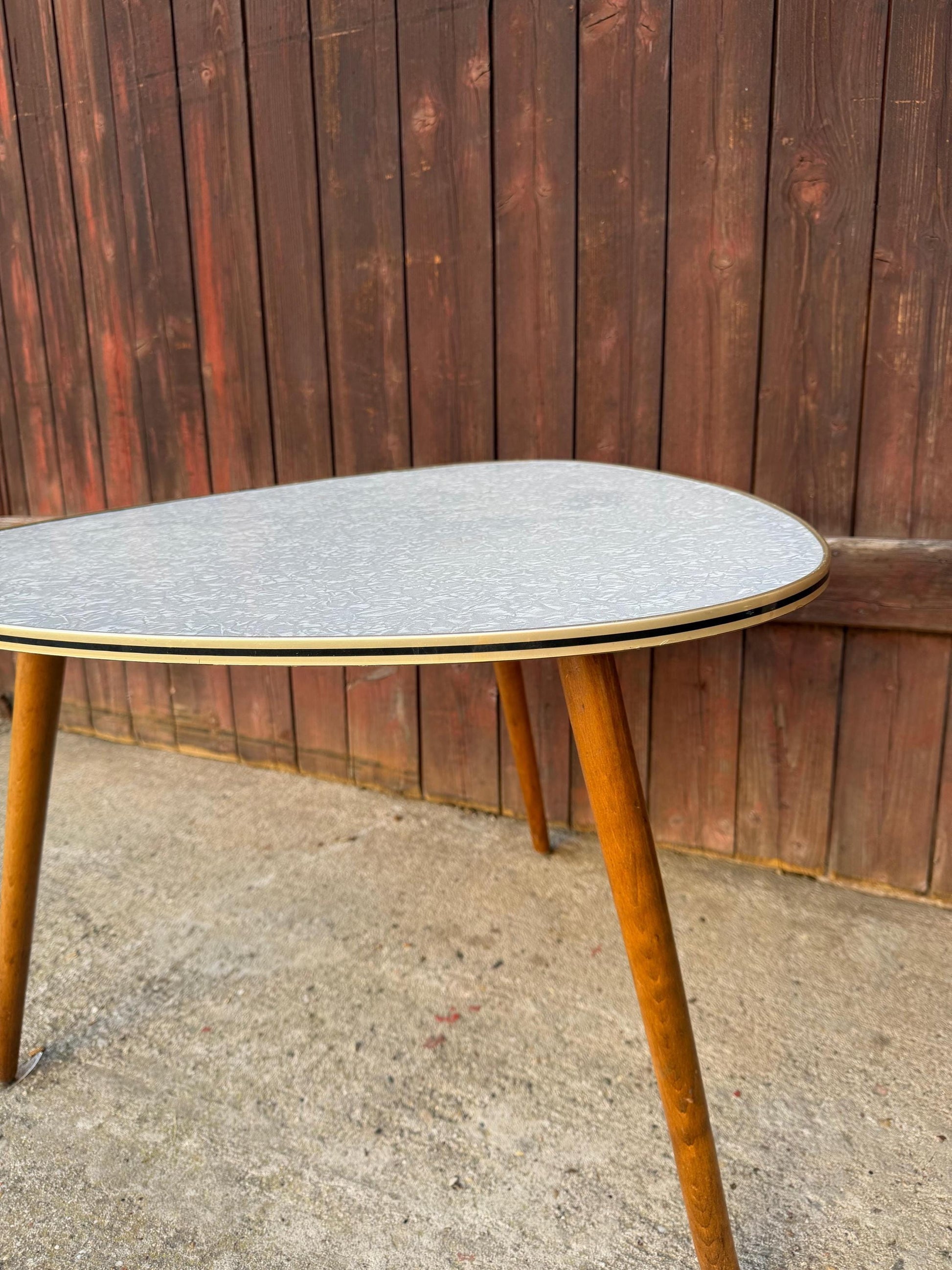 Vintage Nierentisch Beistelltisch Formica Marmor-Optik Space Age