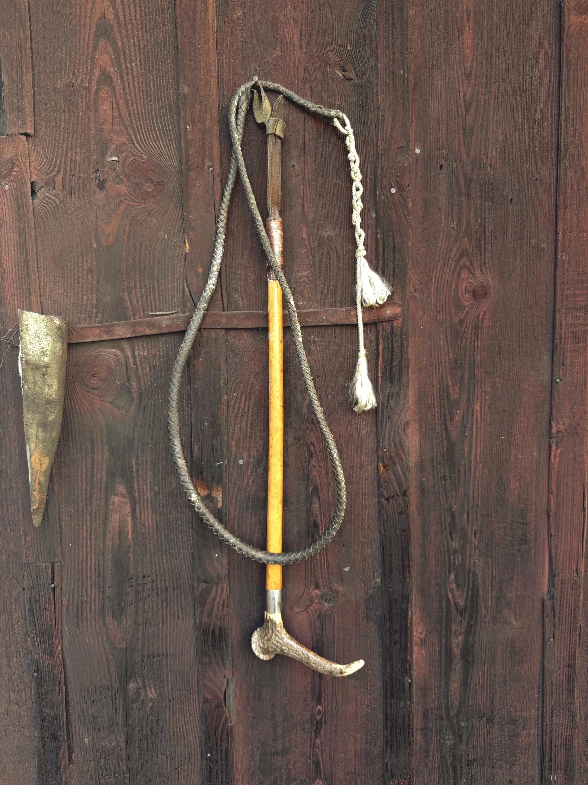 Vintage Jagdreitgerte mit Horngriff Hundekopf-Pfeife, Viktorianisch