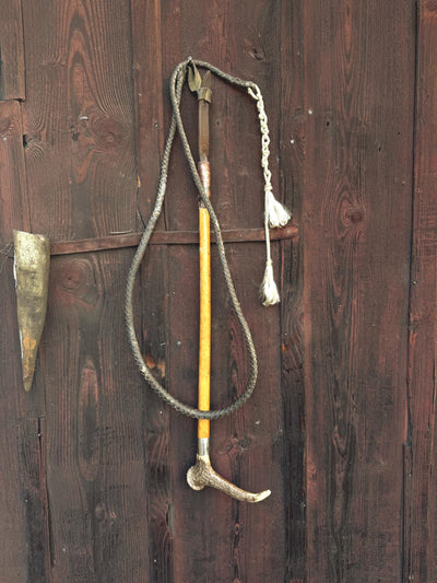 Vintage Jagdreitgerte mit Horngriff Hundekopf-Pfeife, Viktorianisch