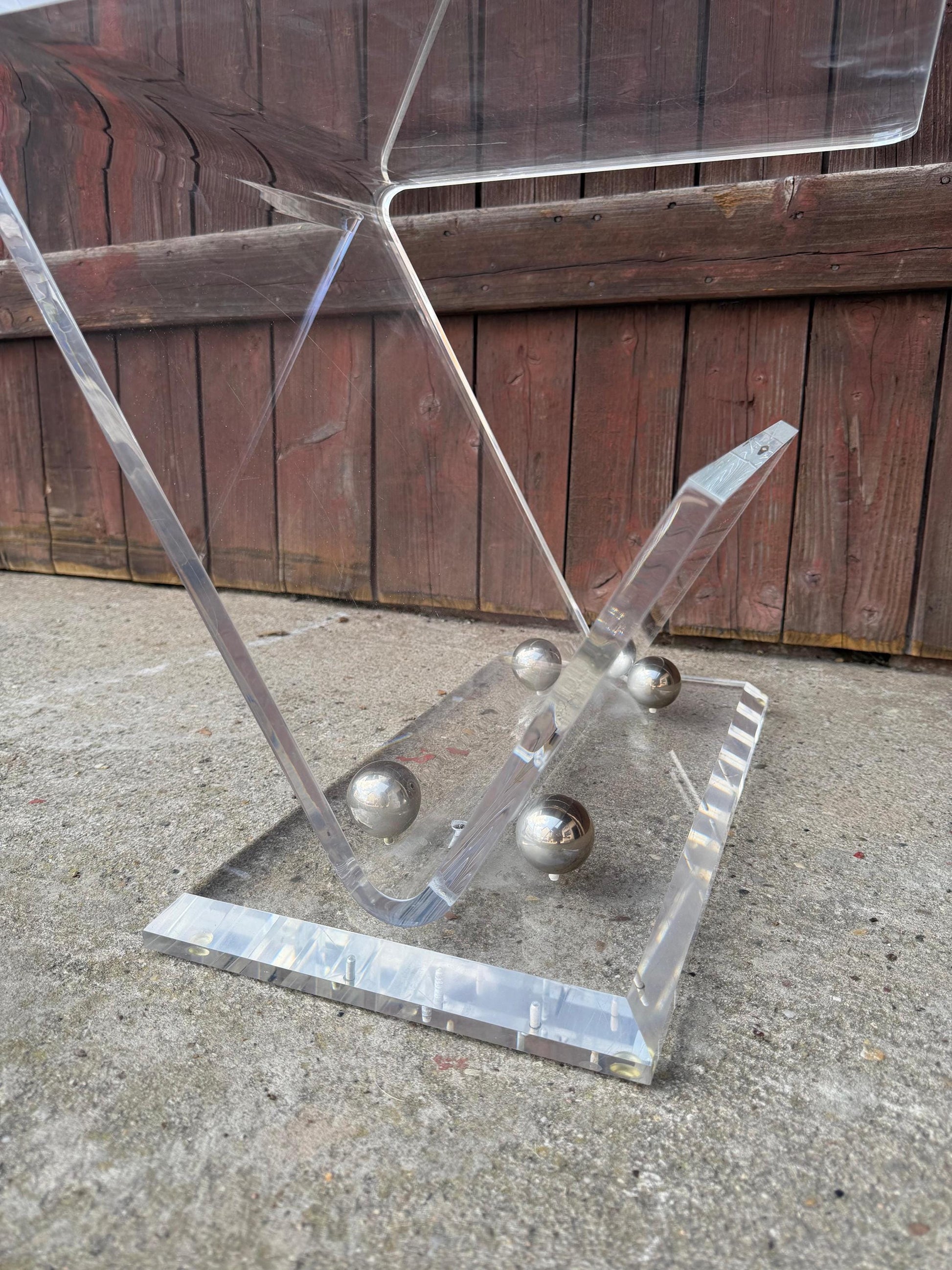 Vintage Beistelltisch Lucite Z-Form im Stil von Charles Hollis Jones