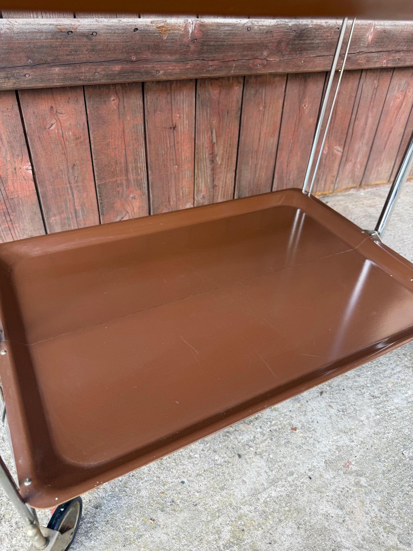 Vintage Servierwagen von Dinett, zweistufig, Chrom