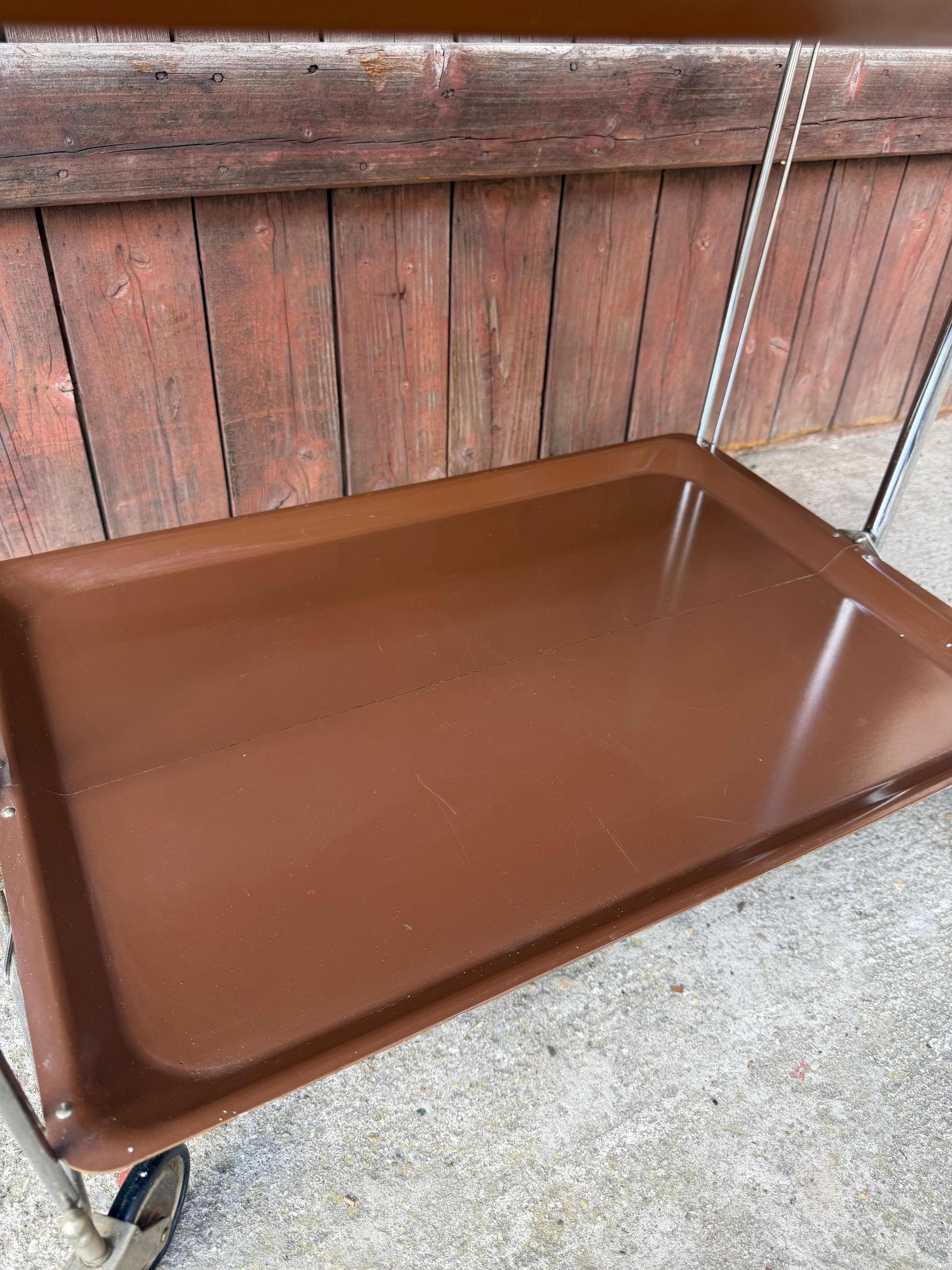 Vintage Servierwagen von Dinett, zweistufig, Chrom