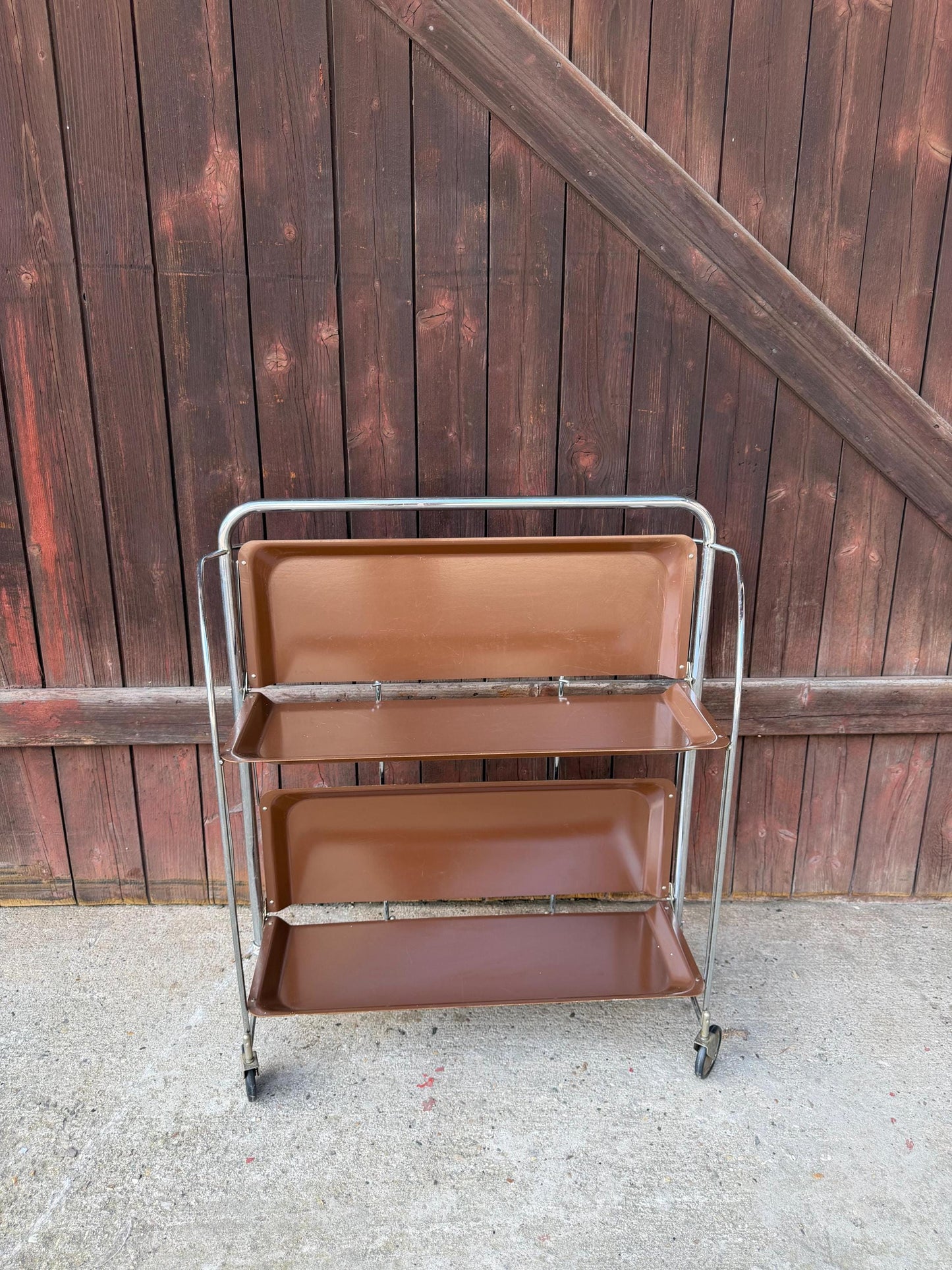Vintage Servierwagen von Dinett, zweistufig, Chrom