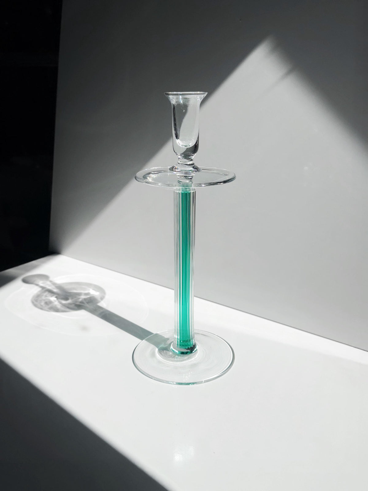 Vintage Glas-Kerzenständer von IVV in Grün, Postmodern/Memphis-Stil