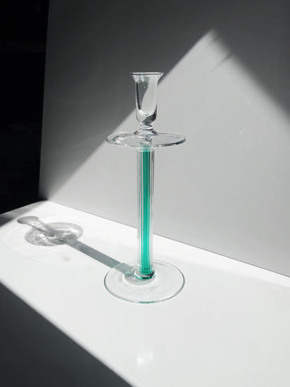 Vintage Glas-Kerzenständer von IVV in Grün, Postmodern/Memphis-Stil