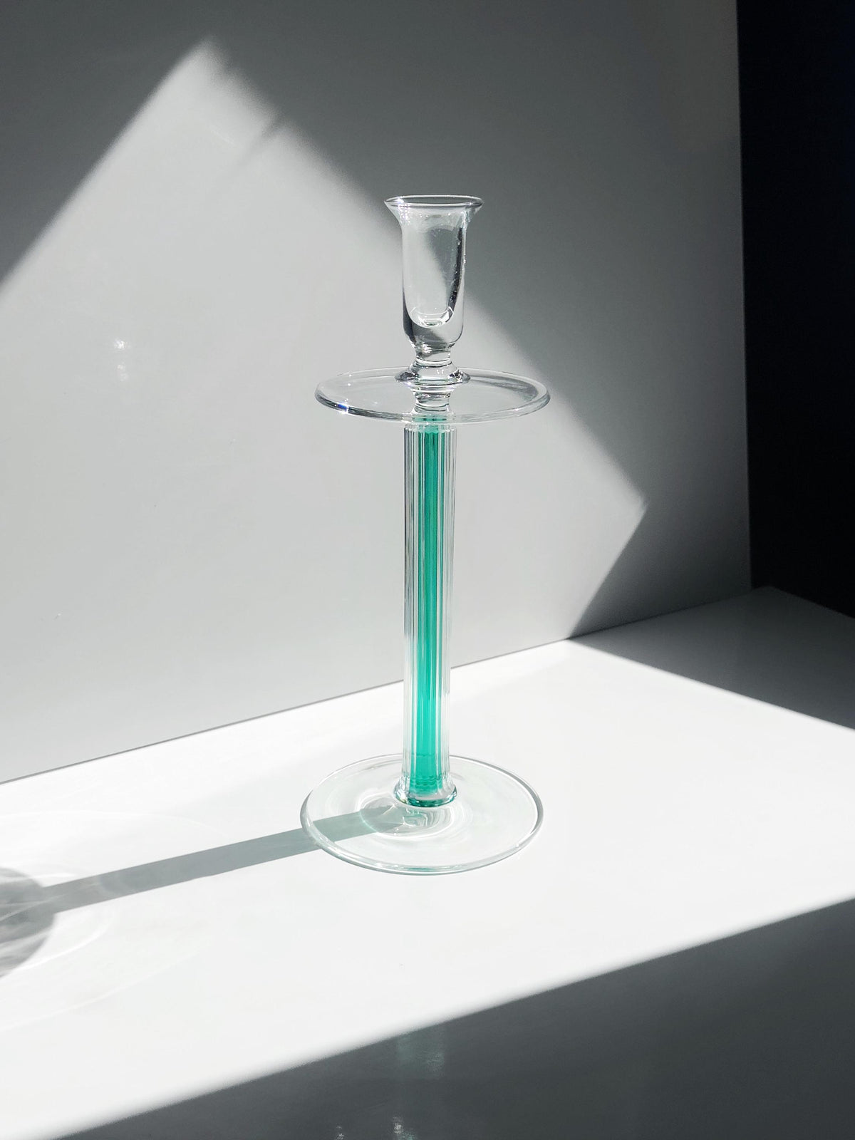 Vintage Glas-Kerzenständer von IVV in Grün, Postmodern/Memphis-Stil