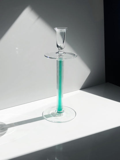 Vintage Glas-Kerzenständer von IVV in Grün, Postmodern/Memphis-Stil