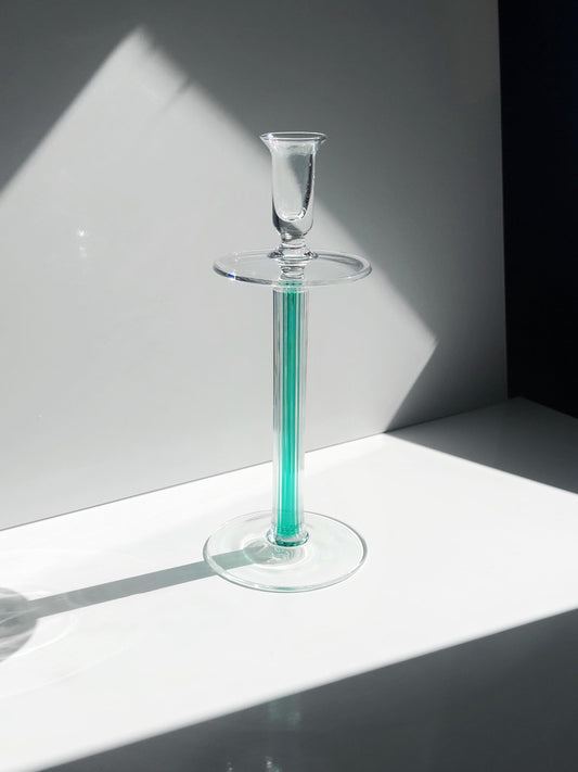 Vintage Glas-Kerzenständer von IVV in Grün, Postmodern/Memphis-Stil
