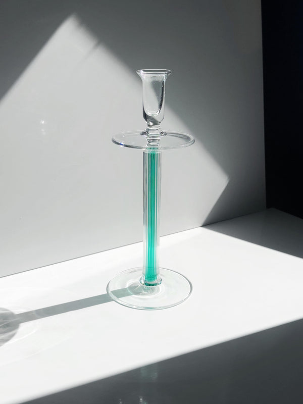 Vintage Glas-Kerzenständer von IVV in Grün, Postmodern/Memphis-Stil