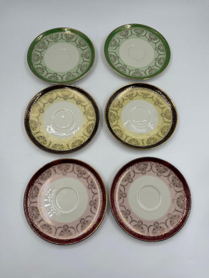 Vintage Mokka-Set Alka Bavaria Lüsterglasur Gold, 14-teilig