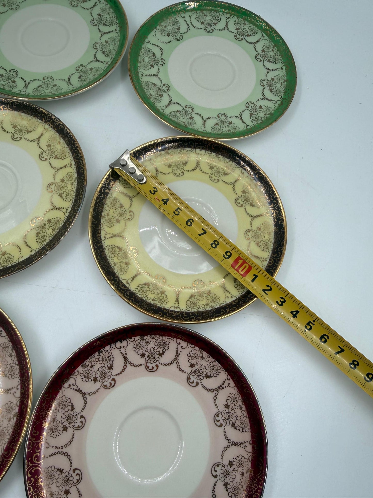 Vintage Mokka-Set Alka Bavaria Lüsterglasur Gold, 14-teilig
