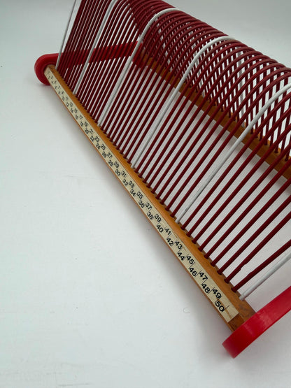 Vintage Schallplattenständer aus Metall und Holz, Rot, Mid-Century