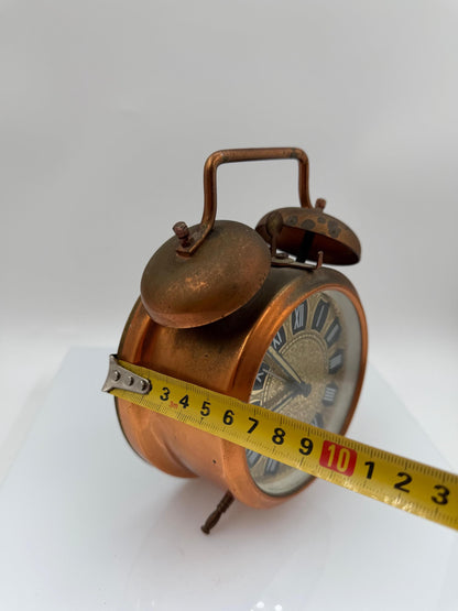 Vintage Wecker Kupfer Doppelglocke mit römischen Zahlen
