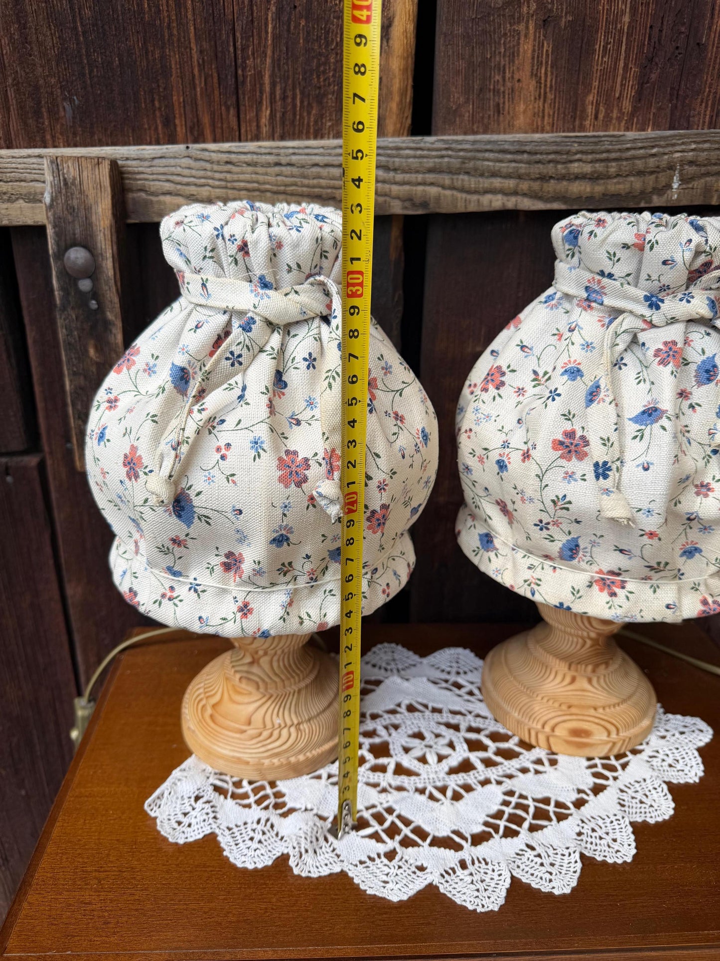 Set von 3 Vintage Lampen Landhausstil mit Blumenmuster