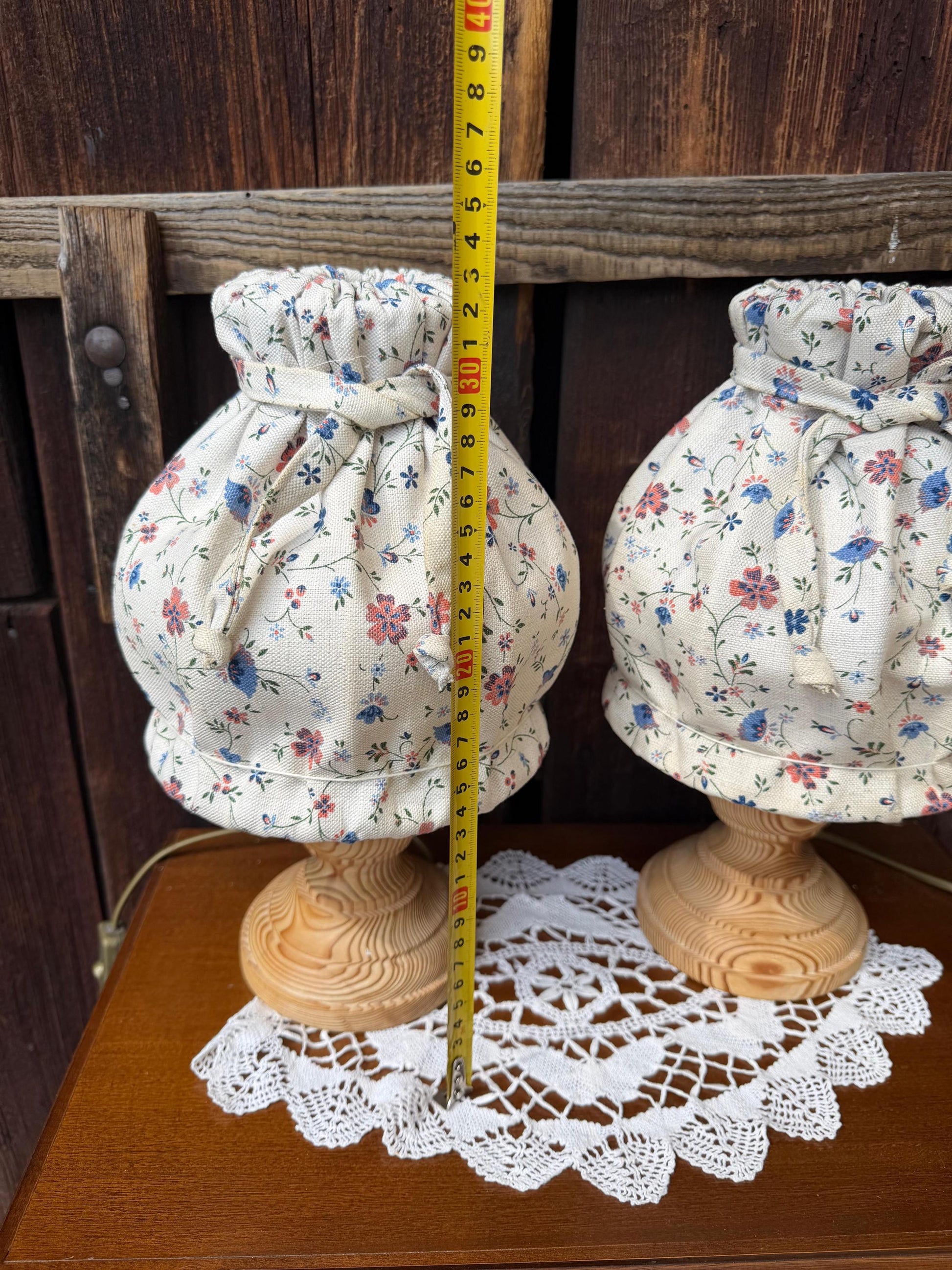 Set von 3 Vintage Lampen Landhausstil mit Blumenmuster