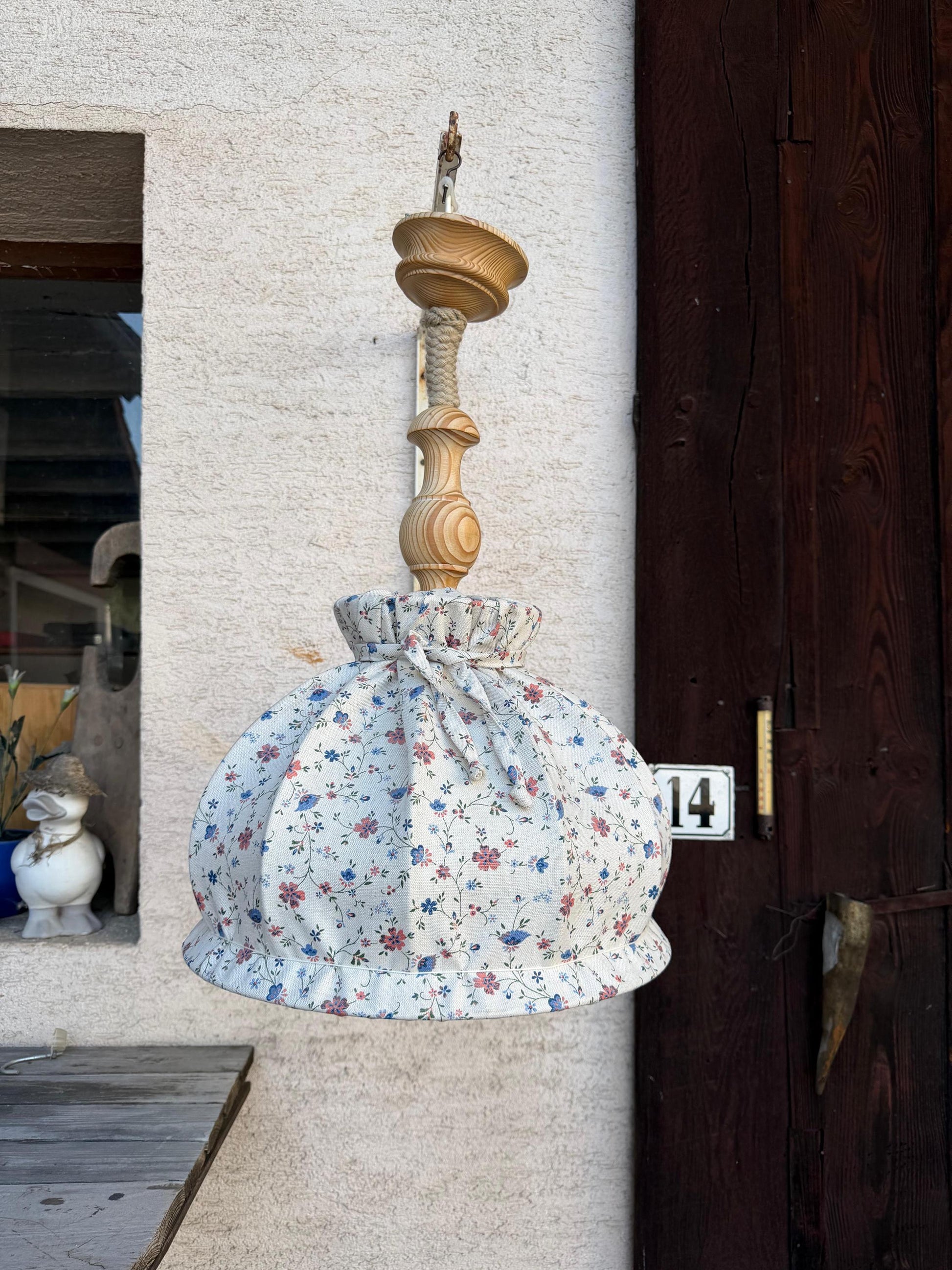 Set von 3 Vintage Lampen Landhausstil mit Blumenmuster