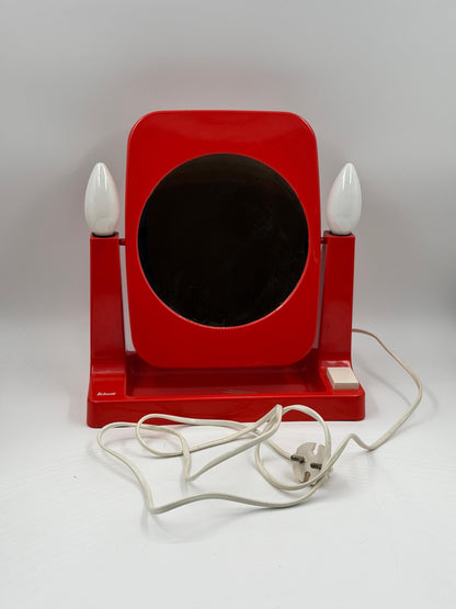 Vintage Space Age Kosmetikspiegel beleuchtet, Rot, 1970er