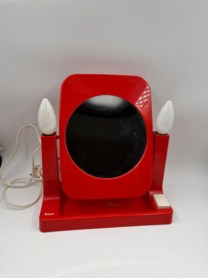Vintage Space Age Kosmetikspiegel beleuchtet, Rot, 1970er