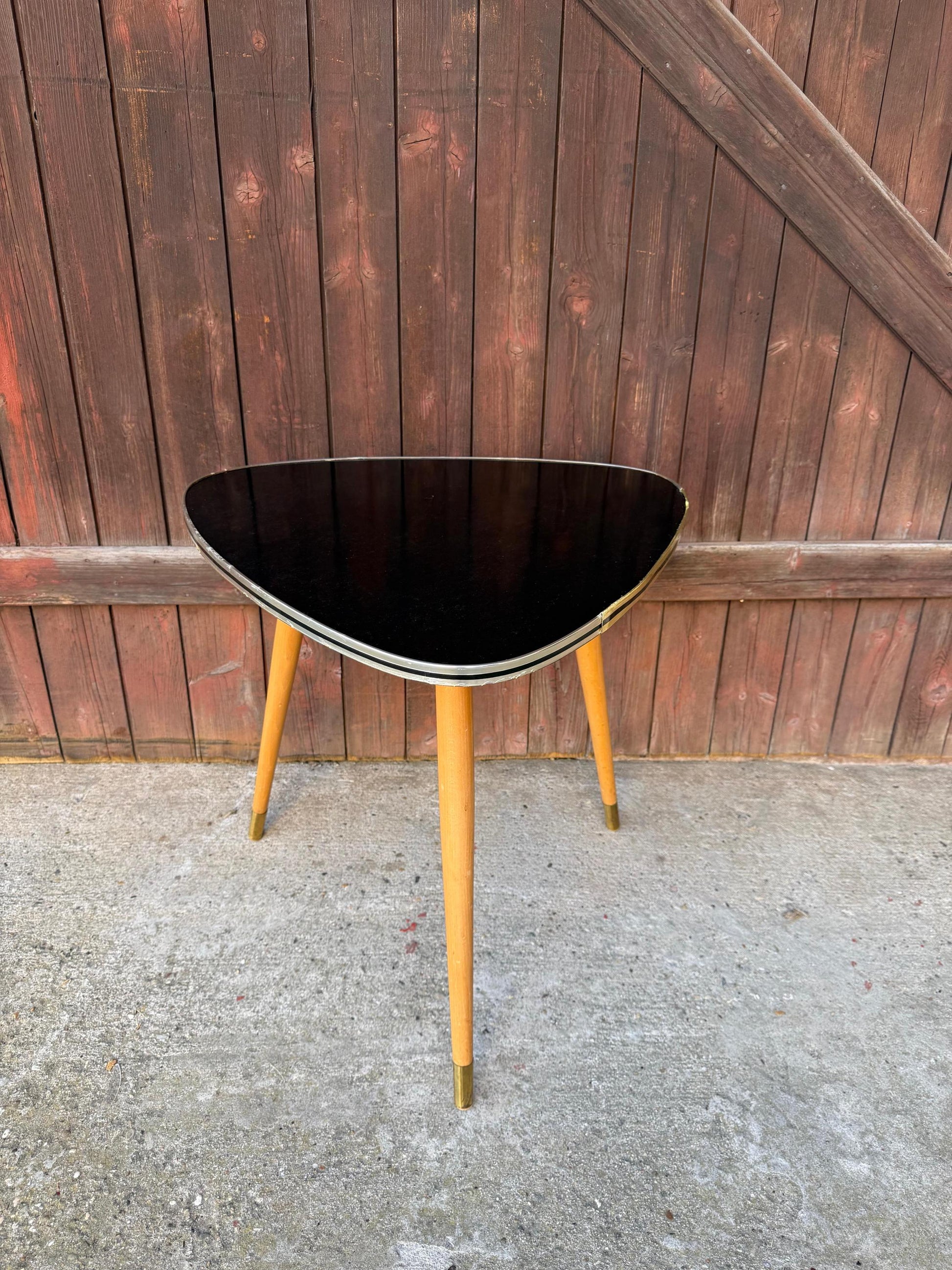Vintage Beistelltisch "Nierentisch" Schwarz Formica, Mid-Century Modern