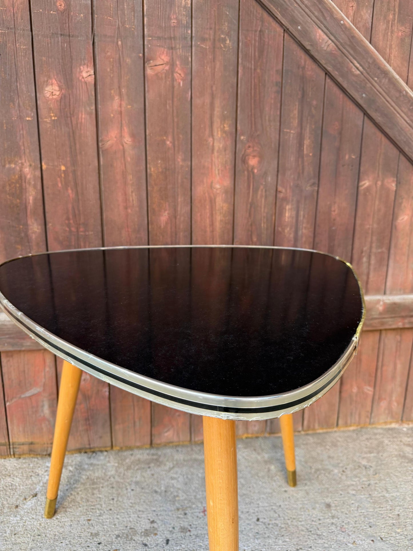 Vintage Beistelltisch "Nierentisch" Schwarz Formica, Mid-Century Modern