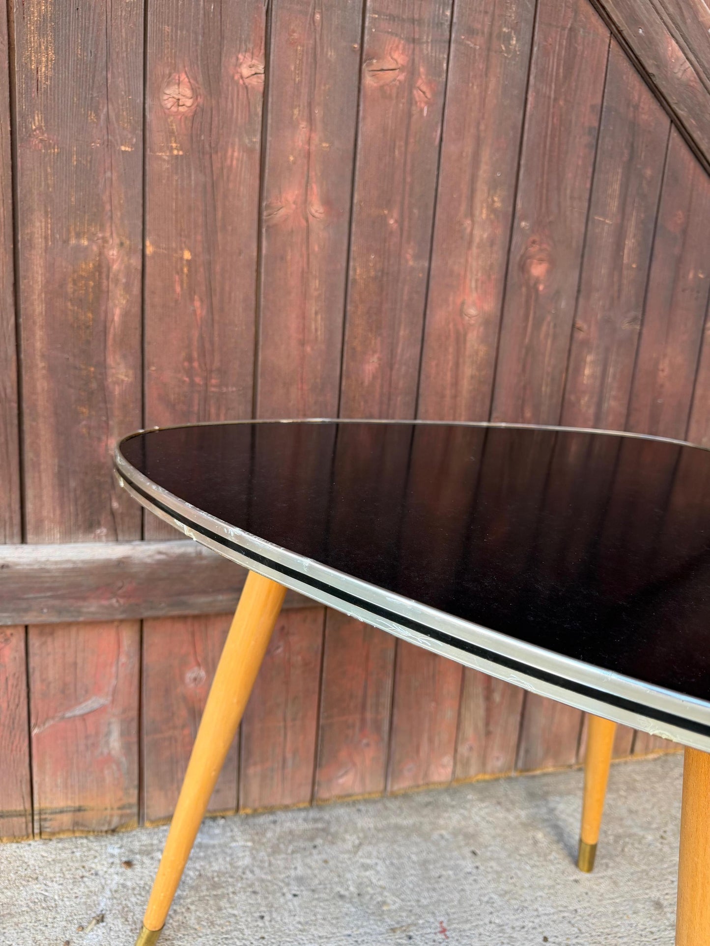Vintage Beistelltisch "Nierentisch" Schwarz Formica, Mid-Century Modern