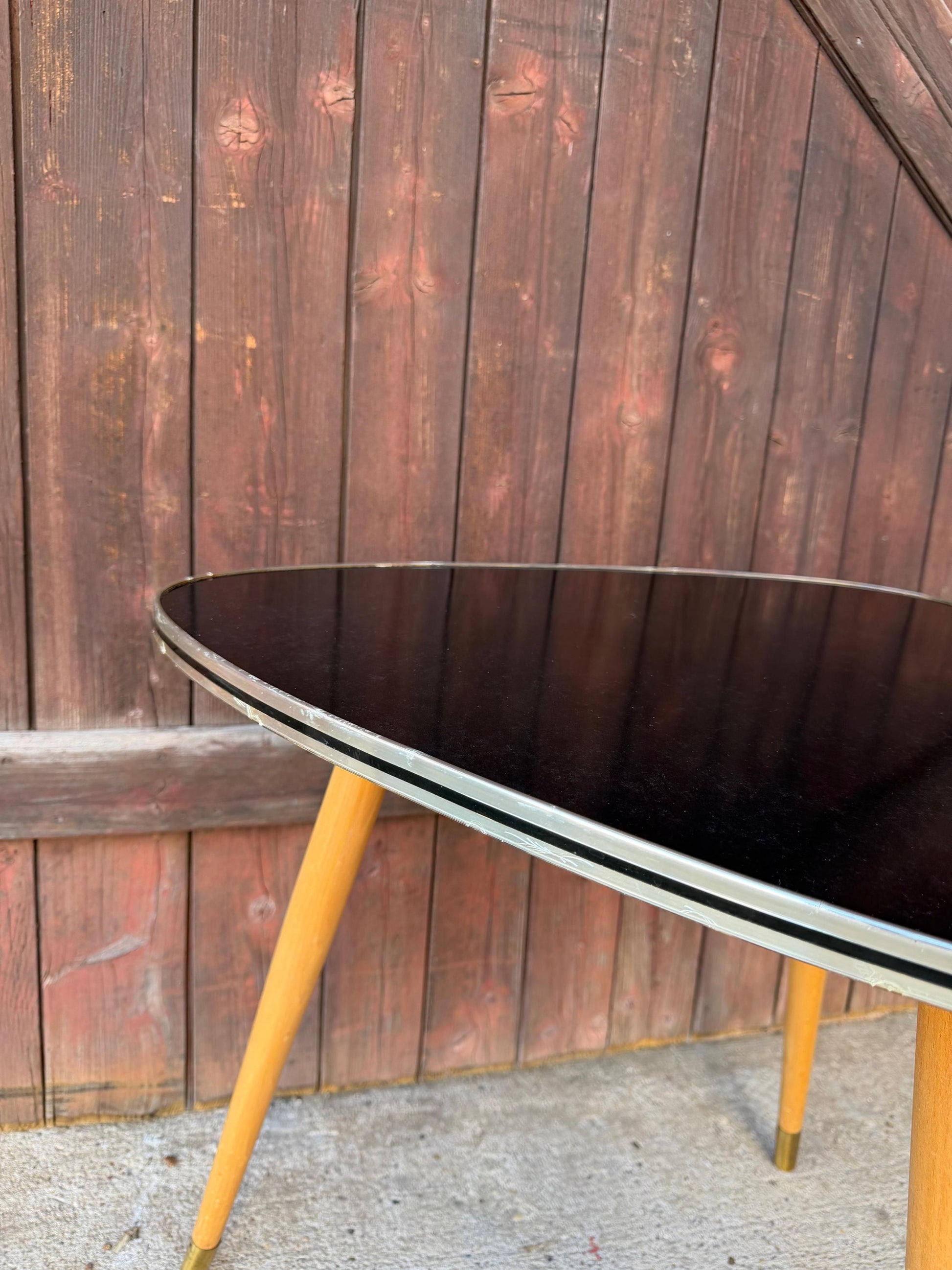 Vintage Beistelltisch "Nierentisch" Schwarz Formica, Mid-Century Modern