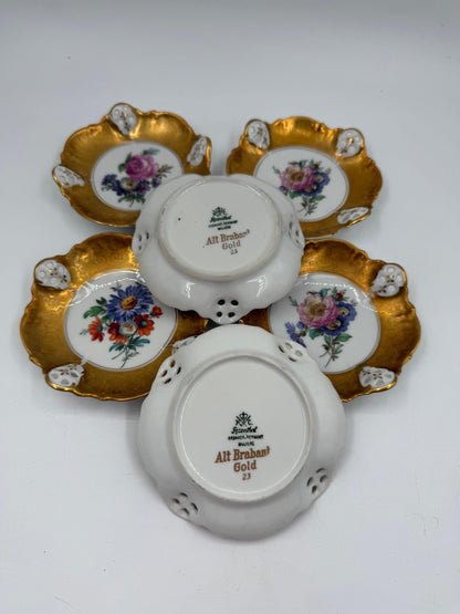 Set von 6 Vintage Bonbonschale von Rosenthal mit goldenem Blumendekor