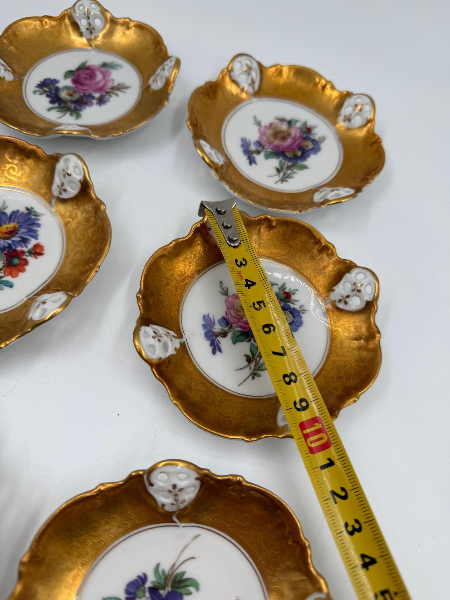 Set von 6 Vintage Bonbonschale von Rosenthal mit goldenem Blumendekor