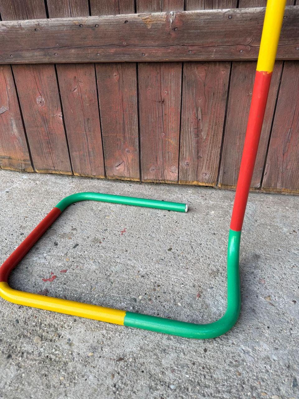 Vintage Garderobenständer Stahlrohr Rot Gelb Grün