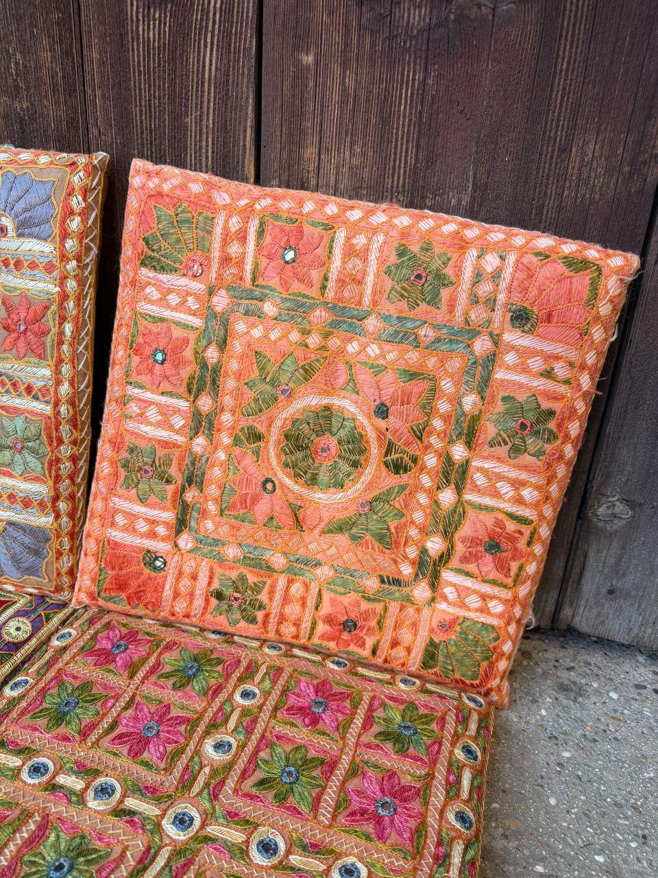 Set von 6 Vintage Kissenbezug aus Indien, Boho Folk Art