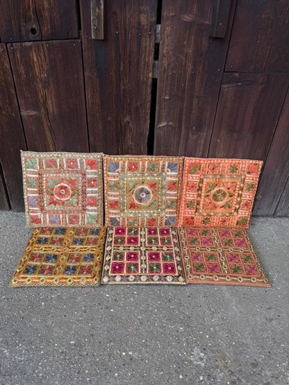 Set von 6 Vintage Kissenbezug aus Indien, Boho Folk Art