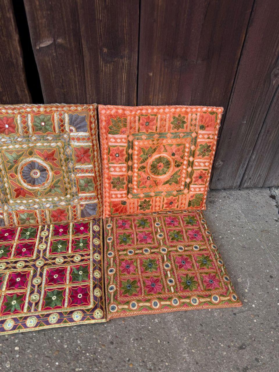Set von 6 Vintage Kissenbezug aus Indien, Boho Folk Art