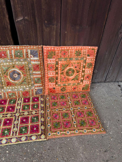 Set von 6 Vintage Kissenbezug aus Indien, Boho Folk Art