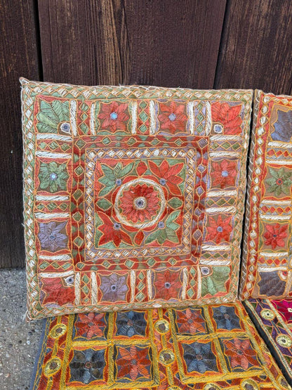 Set von 6 Vintage Kissenbezug aus Indien, Boho Folk Art