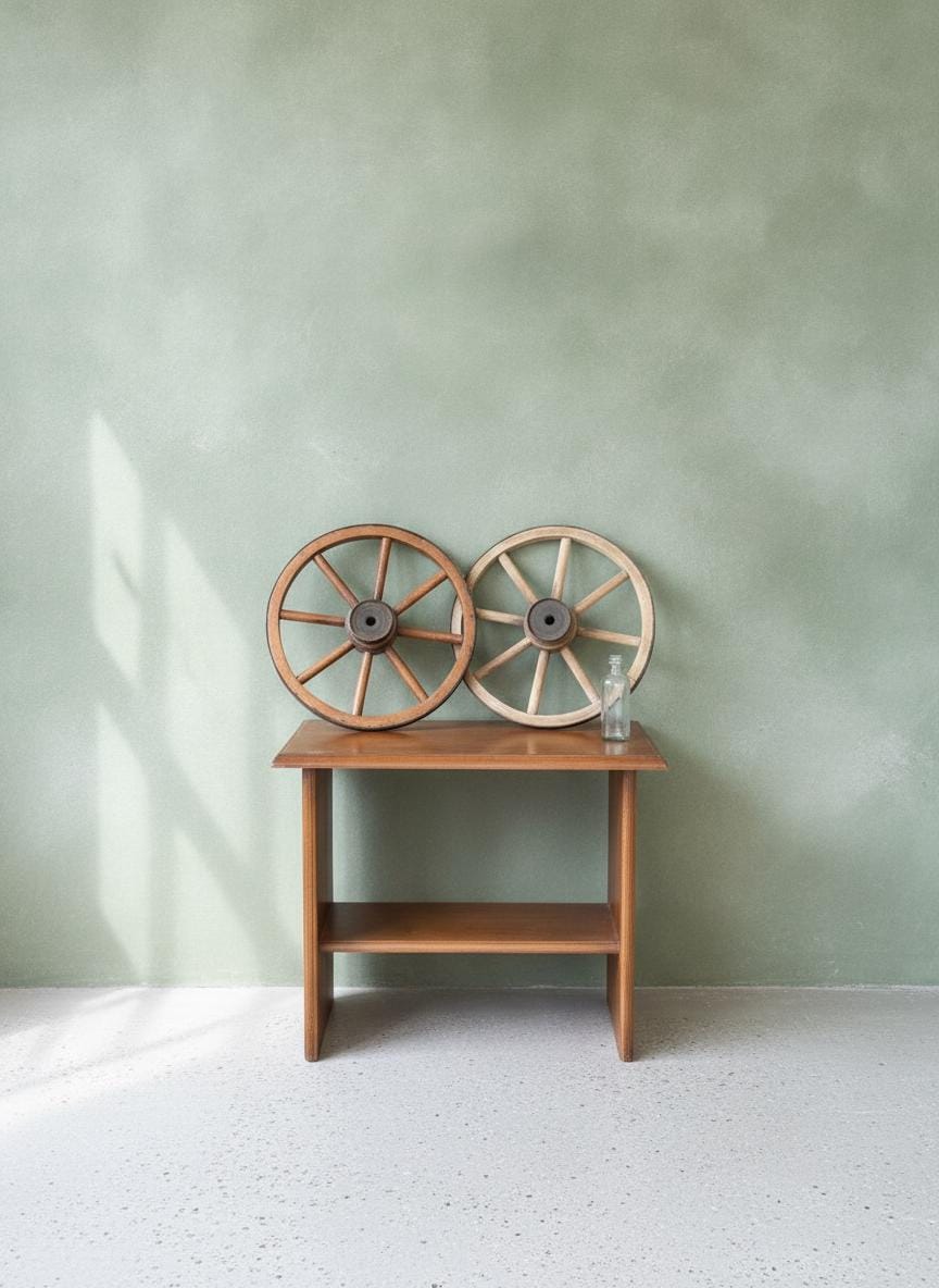 Set von 2 Vintage Wagenrad aus Holz, 27-28 cm