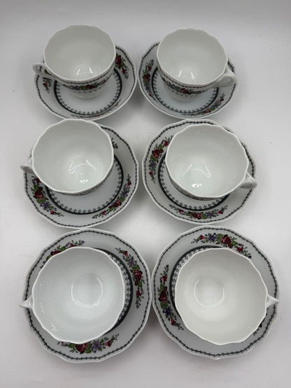 Vintage Kaffeeservice für 6 Personen von Hutschenreuther, Rosendekor, 18-teilig